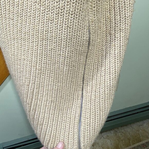 Gap Women Sz XS/S Wool Blend Dual Zipper Poncho Shawl Cape Knit Sweater Bohemian - Picture 2 of 9